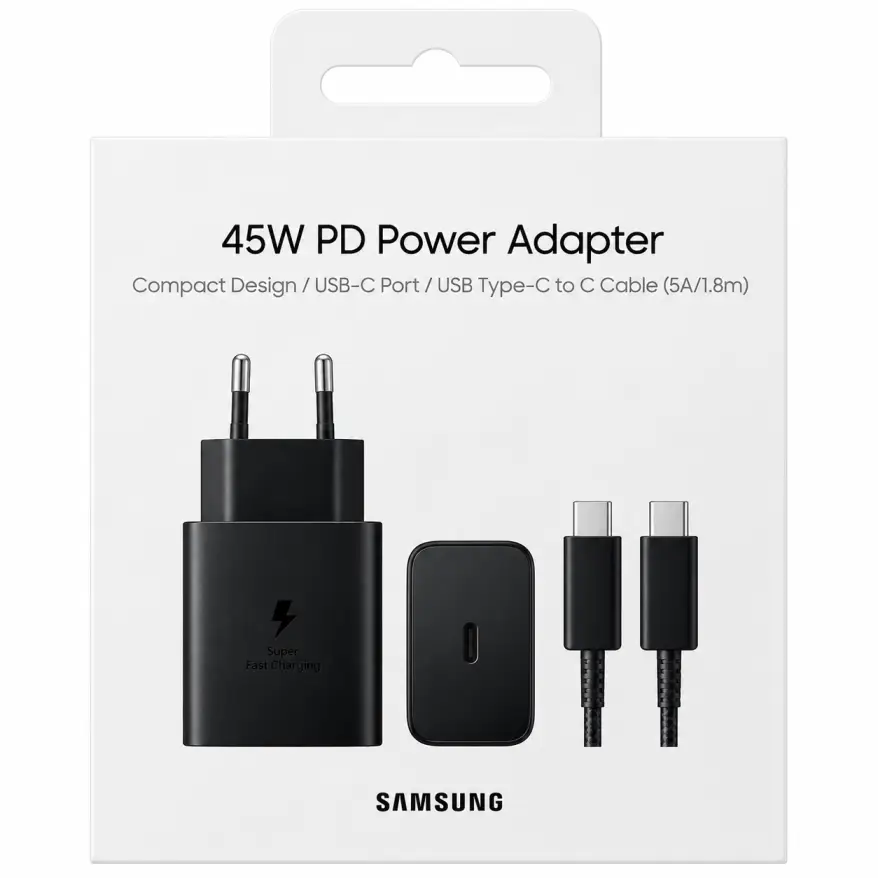 شارژر دیواری 45 وات سامسونگ مدل EP-T4510 Low Standby به همراه کابل 1.8 متری - 2 پین