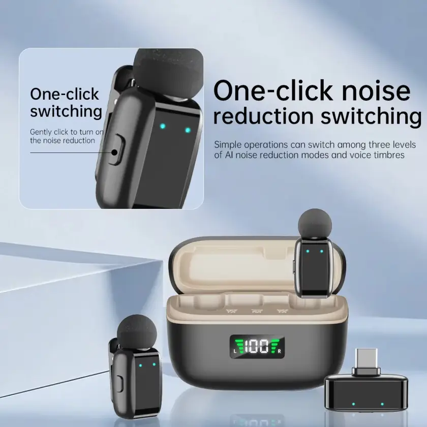ست میکروفن بی سیم مدل SX-35 MINI با درگاه اتصال لایتنینگ و تایپ سی