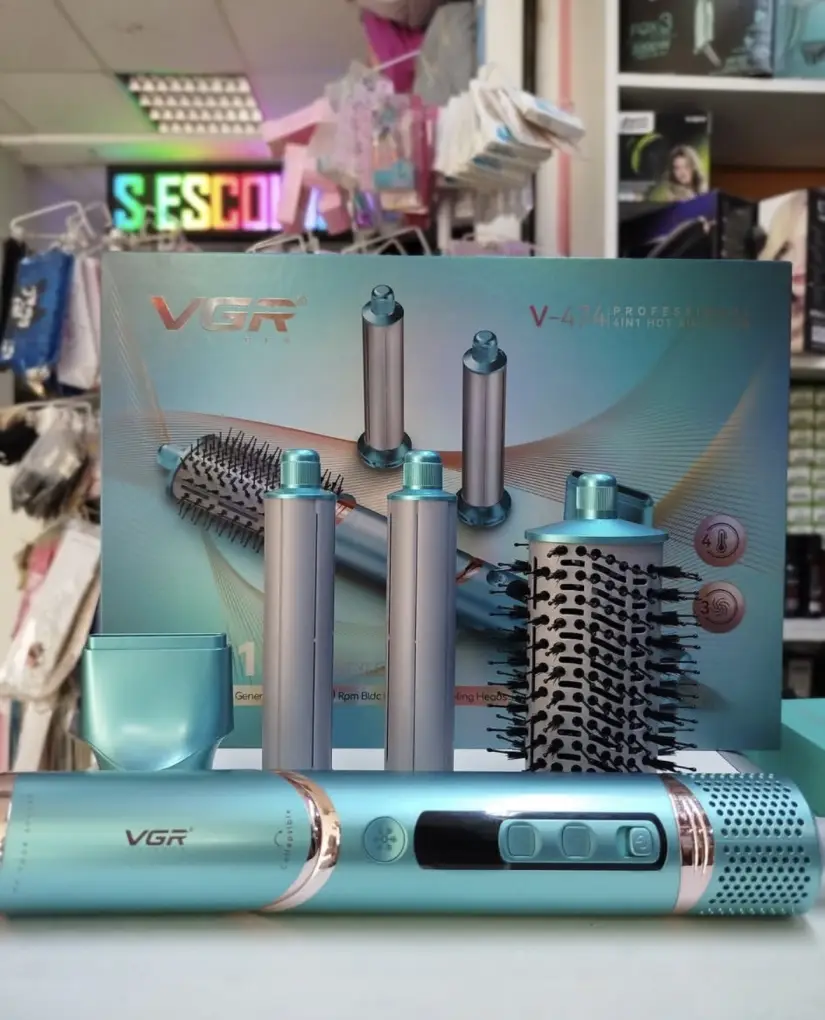 سشوار برس‌دار حالت‌دهنده 1000 وات وی جی ار مدل V-474 4in1