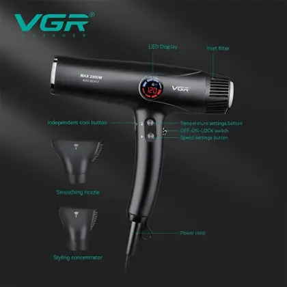 سشوار حرفه‌ای 2400 وات وی جی ار مدل V-469
