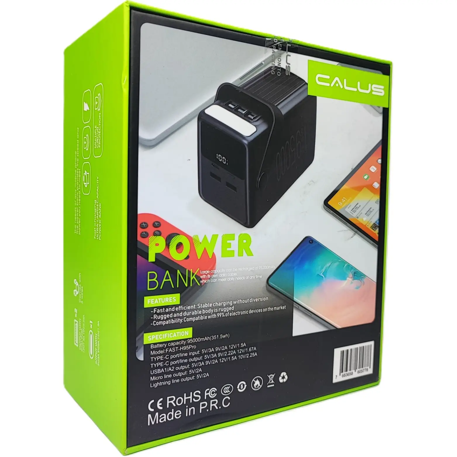 پاوربانک 22.5 وات کالیوس مدل H95Pro ظرفیت 95000 میلی‌آمپرساعت