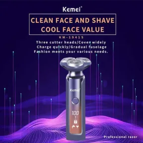 ریش تراش 3 تیغ ضد آب کیمی Kemei KM-1941S با برش چرخشی