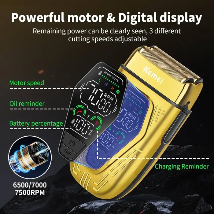شیور موی صورت و بدن کیمی مدل KM-T360 با سرعت 7500 دور در دقیقه