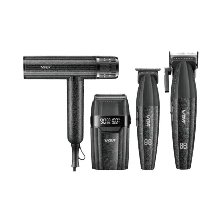 ماشین اصلاح موی سر و صورت شارژی وی جی ار مدل V-640 S4 4in1 به همراه سشوار مجموعه 4 عددی
