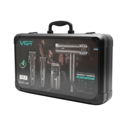 ماشین اصلاح موی سر و صورت شارژی وی جی ار مدل V-640 S4 4in1 به همراه سشوار مجموعه 4 عددی