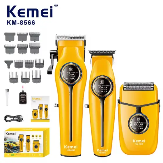 ست ماشین اصلاح موی سر و صورت کیمی مدل KM-8566 3in1 مجموعه 3 عددی