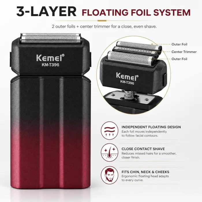 شیور فویلی شارژی کیمی مدل KM-T396 با برش مستقیم