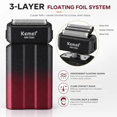 شیور فویلی شارژی کیمی مدل KM-T396 با برش مستقیم