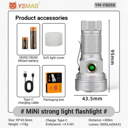 چراغ قوه شارژی یامو مدل YEMAO YM-F809X