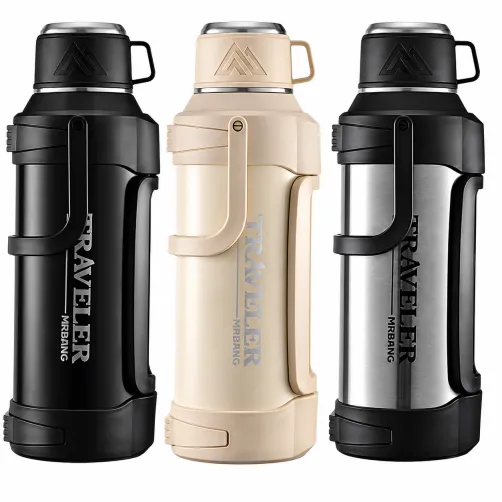 فلاسک AMSZM دوجداره استیل 316 TRAVELER ظرفیت 4 لیتری با لیوان و صافی‌ چای