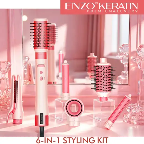 ست سشوار برس‌دار حالت‌دهنده 1200 وات ENZO Professional مدل EN-508 Keratin