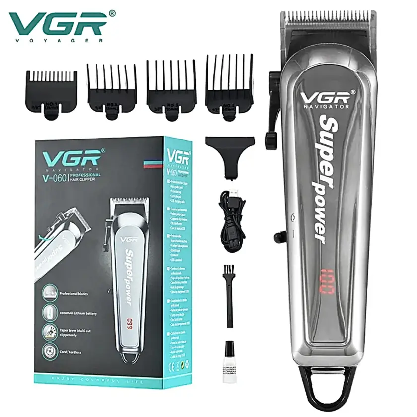 ماشین اصلاح موی سر و صورت وی جی آر مدل V-060 با تیغه تیتانیوم