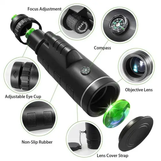دوربین تک چشمی شکاری بوشنل Bushnell مدل 40×60 پایه‌دار