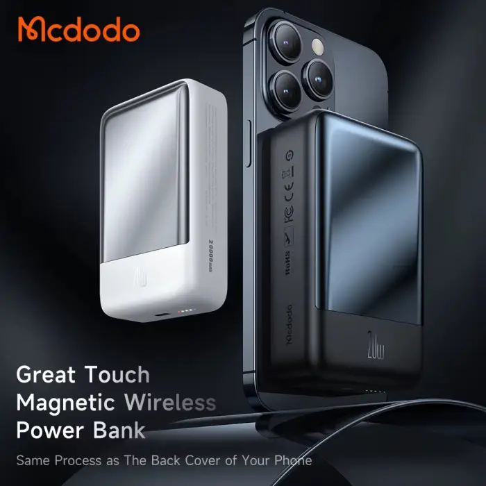 پاوربانک وایرلس مک‌دودو Mcdodo مدل MC-502 ظرفیت 20000 mAh ‌+ کابل شارژ