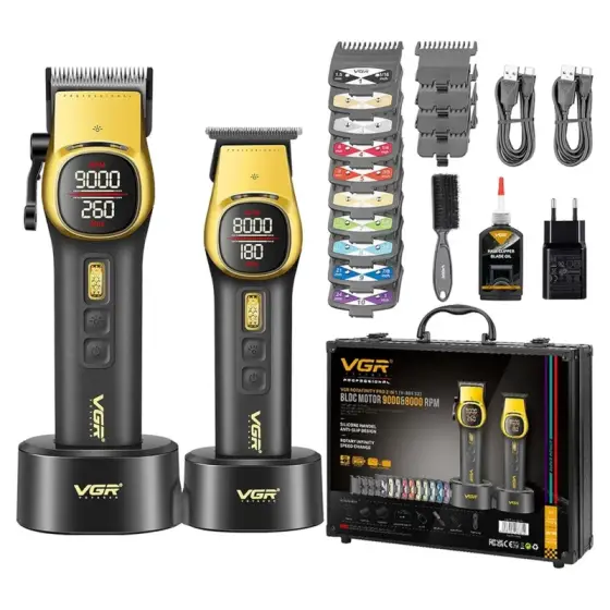 ست ماشین اصلاح حجم زن و خط زن حرفه‌ای وی جی آر مدل V-885S2