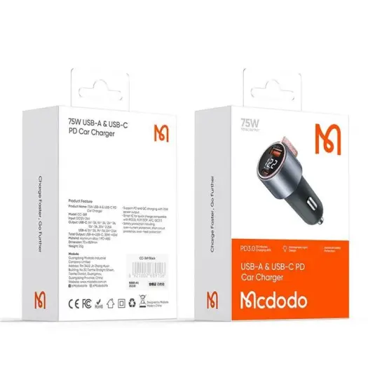 شارژر فندکی 75 وات مک‌دودو Mcdodo CC-3690
